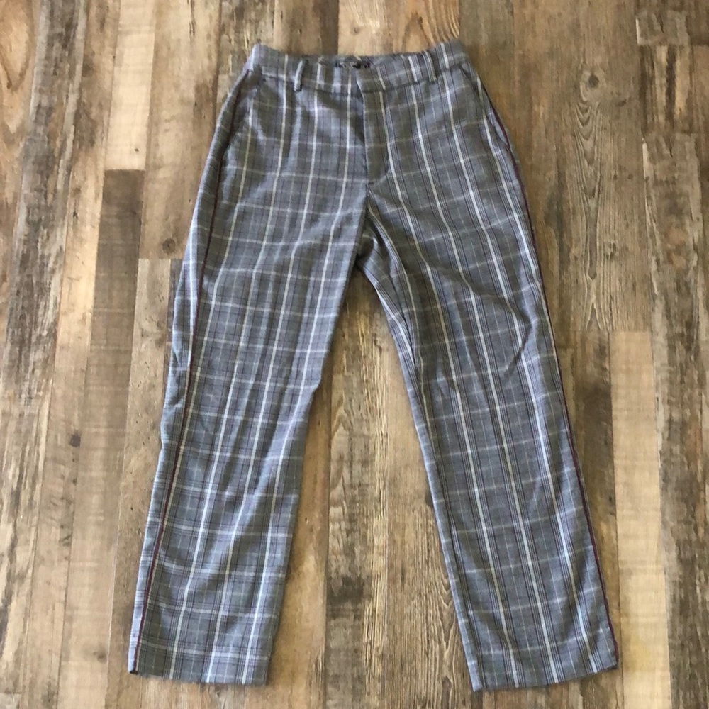Womens XS Abercrombie Simone high rise ankle flare plaid pants